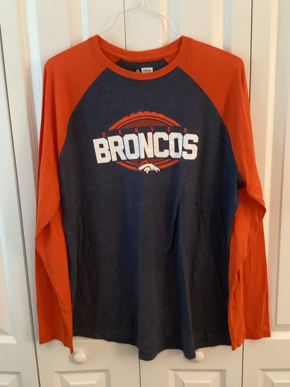 NFL Team Apparel Denver Broncos Long sleeve Shirt 2XL: Gray and Orange NWOT